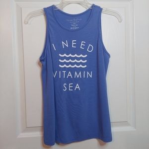 Harper & Elliott Blue I Need Vitamin Sea Graphic Tank Workout Summer Beach Sz XL